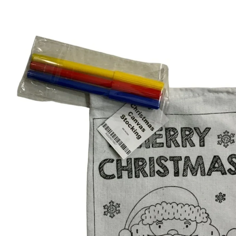 Christmas Stocking Color Your Own Canvas Fabric Stocking With Markers 15 inches